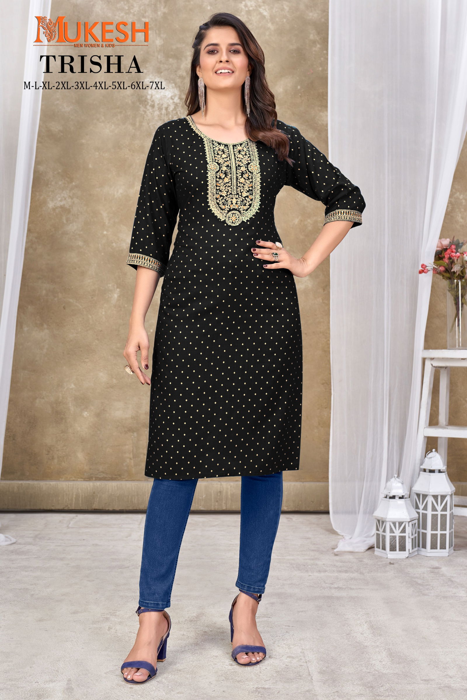Trisha By Mukesh Rayon Embroidery Fancy Kurtis Wholesale Price In Surat
